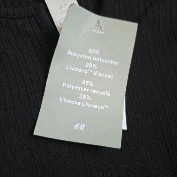 H&M Black Ribbed Scoop Neck Top - NWT - Picture 11 of 11